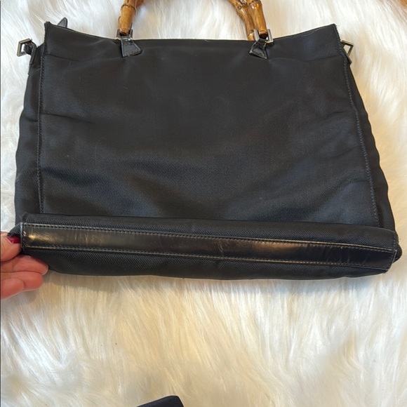 Gucci Black Nylon Tote Bag with Bamboo Handles - Picture 10 of 17